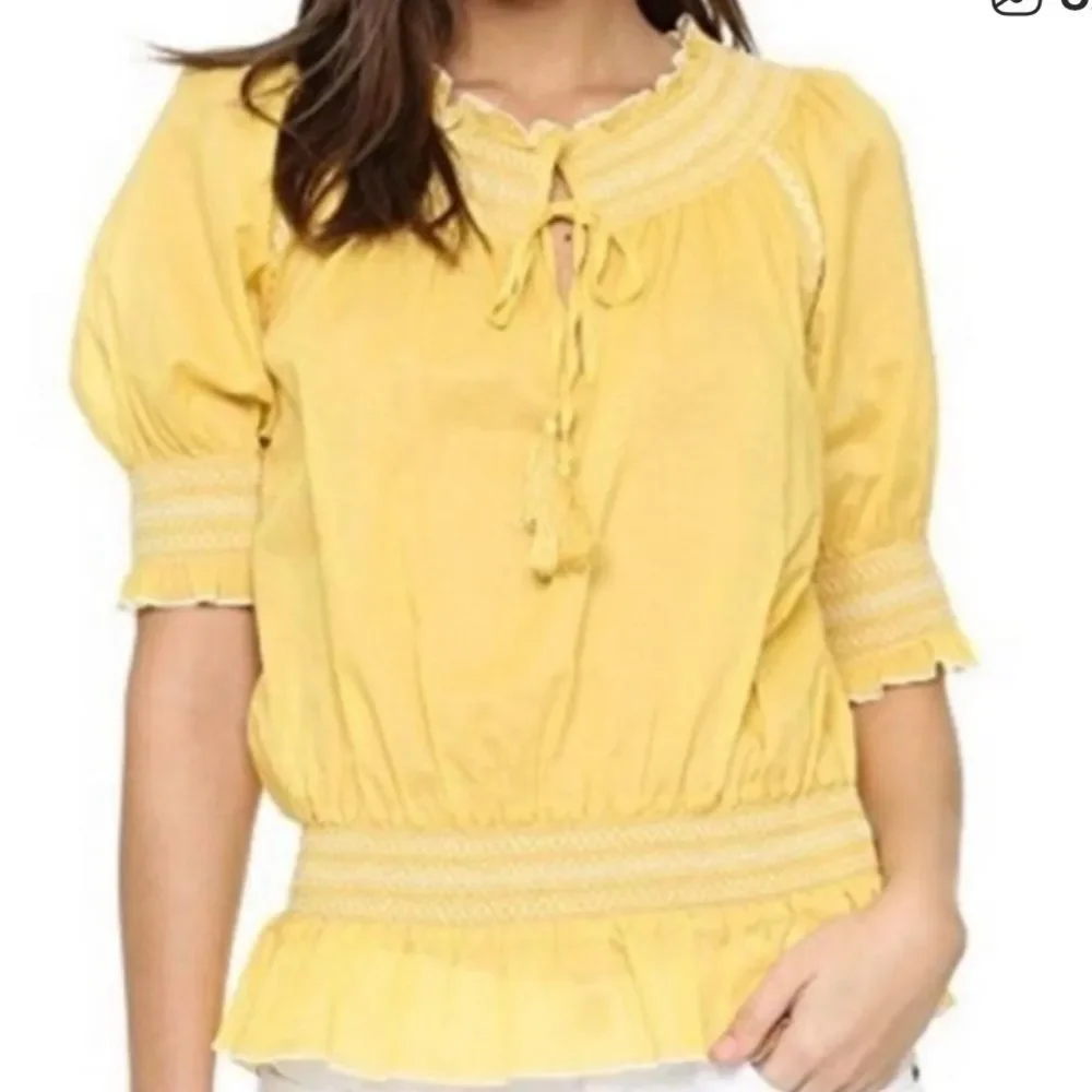 Tory Burch Yellow Smocked Blouse